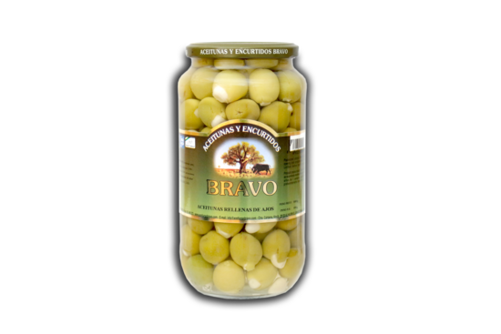 Green olives stuffed with garlic