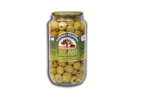 Green Manzanilla olives, pitted